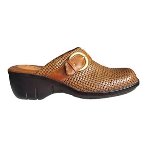 Brown Woven Slip-On Clogs